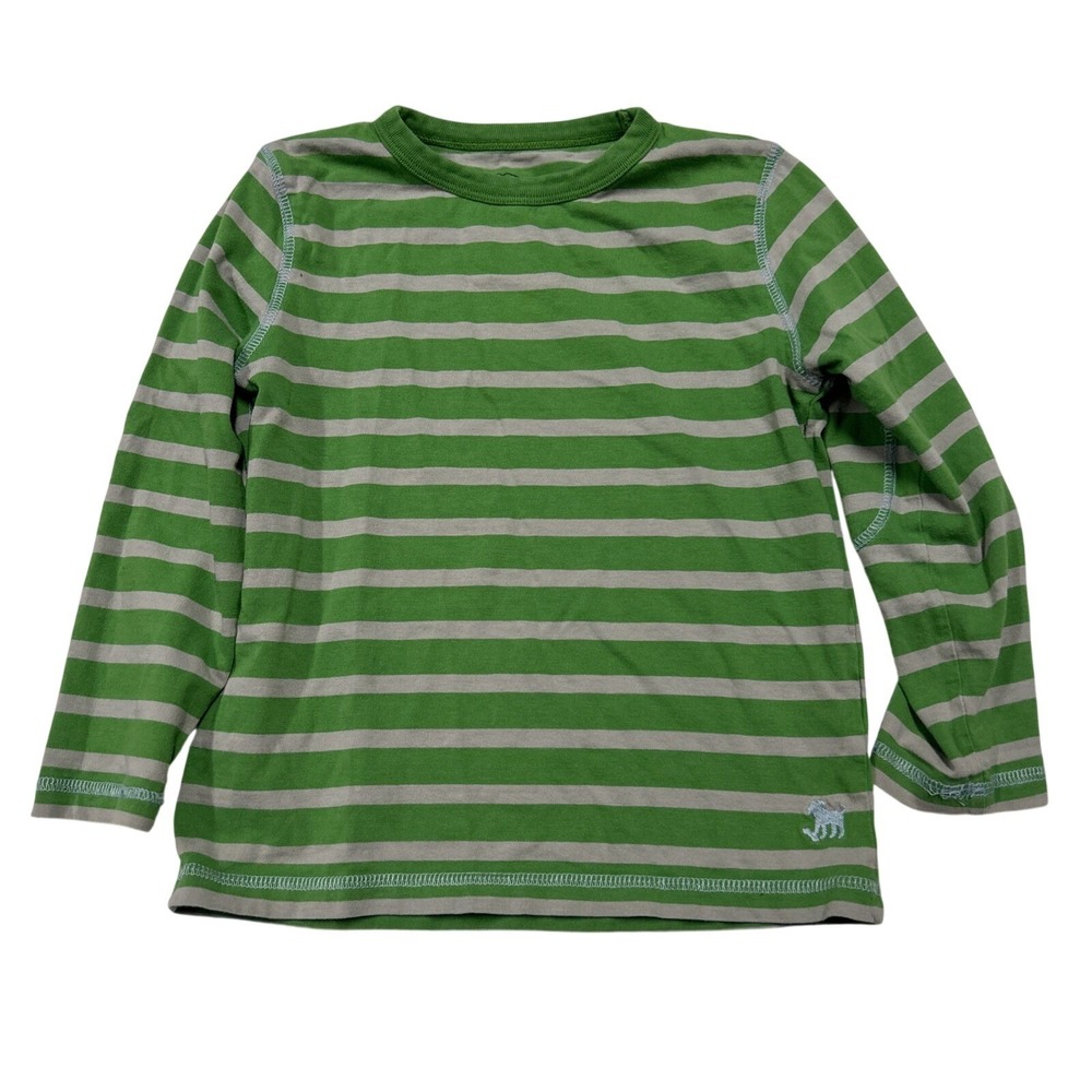 Mini Boden Boys Shirt Size 5-6Y Green Striped Longsleeve Cotton Play School
